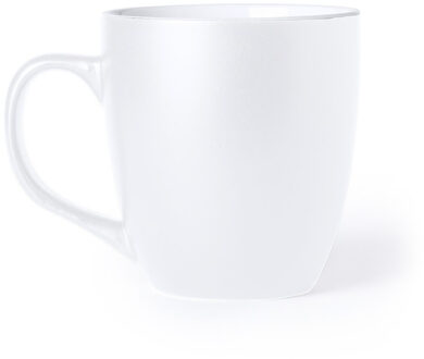 Koffie Drinkbeker/mok - wit - 440 ml - Keramiek - Koffie mokken/bekers voor onbijt en lunch