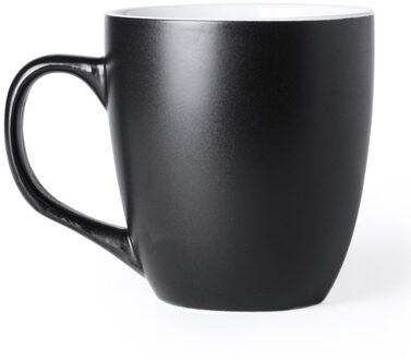 Koffie Drinkbeker/mok - zwart - 440 ml - Keramiek - Koffie mokken/bekers voor onbijt en lunch