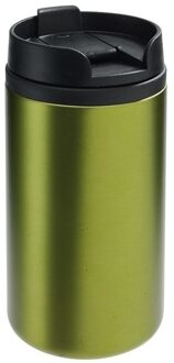 Koffie drinkbeker/thermosbeker/warmhoud beker metallic groen van 290 ml - Thermosbeker