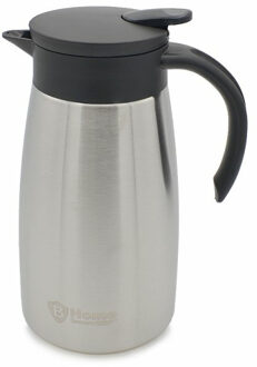 Koffie en warme dranken thermoskan/isoleerkan - met schenktuit - rvs - zilver - 1 liter - 24 cm