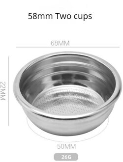 Koffie Filter 58Mm Enkele Dubbele Poreuze Filter Kom Mand Semi Bodemloze Handvat Koffie Accessoires 2 cup-58mm