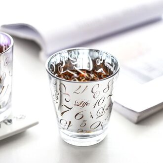 Koffie Glas Huishouden Galvaniseren Afdrukken Bier Glas Sap Cup Bloem Theekop Japanse Eenvoudige Cup Water Cup Glas Cups zilver wit / 220ml-2stk