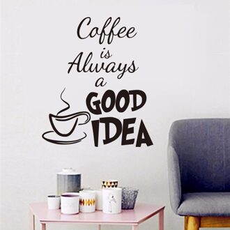 Koffie Is Altijd Een Goed Idee Muurstickers Vinyl Stickers Home Decoration Wall Art Woonkamer Keuken Muur Sticker Citaat