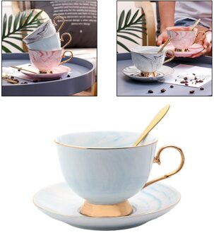 Koffie Kop En Schotel Set Koffie Drankjes Tea Cup W/Lepel Thuis Decor Drinkware blauw