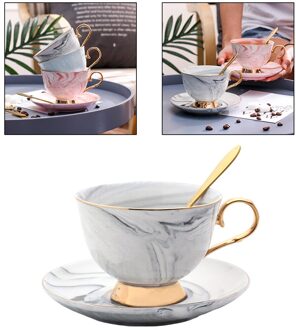 Koffie Kop En Schotel Set Koffie Drankjes Tea Cup W/Lepel Thuis Decor Drinkware grijs