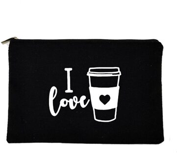 Koffie Leren Slaap Herhalen Print Vrouwen Rits Makeup Tassen Travel Cosmetische Tas Voor Witte Vrouwelijke Toilettas Opbergtas Leraar W01029-TBBK-D