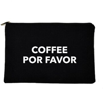 Koffie Leren Slaap Herhalen Print Vrouwen Rits Makeup Tassen Travel Cosmetische Tas Voor Witte Vrouwelijke Toilettas Opbergtas Leraar W01033-TBBK-D