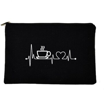 Koffie Leren Slaap Herhalen Print Vrouwen Rits Makeup Tassen Travel Cosmetische Tas Voor Witte Vrouwelijke Toilettas Opbergtas Leraar W01034-TBBK-D