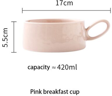 Koffie Melk Cup Ontbijt Cup Keramische Cup Novelty Geschikt Voor Familie Gebruik Cup Met Handvat En Lade roze cup