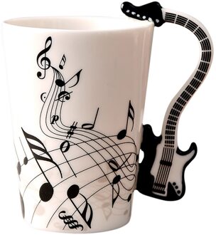 Koffie Melk Mok Met Gitaar Unieke Handvat En Kunst Muzieknoten Houdt Cups Teaceramic Mokken Viool Cup Muzikanten B