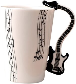 Koffie Melk Mok Met Gitaar Unieke Handvat En Kunst Muzieknoten Houdt Cups Teaceramic Mokken Viool Cup Muzikanten