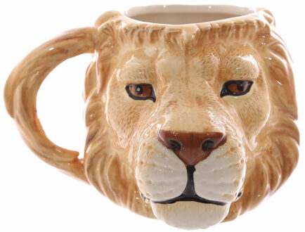 Koffie mok/beker leeuw print van 400 ML - Leeuwen artikelen - Dieren cadeau