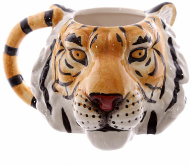 Koffie mok/beker tijger print van 400 ML - Tijgers artikelen - Dieren cadeau