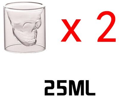Koffie Mok Double-Layered Transparante Kristallen Schedel Hoofd Glazen Beker Voor Huishoudelijke Whiskey Wijn Vodka Bar Club Beer 25mlX2