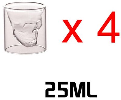 Koffie Mok Double-Layered Transparante Kristallen Schedel Hoofd Glazen Beker Voor Huishoudelijke Whiskey Wijn Vodka Bar Club Beer 25mlX4