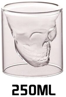 Koffie Mok Double-Layered Transparante Kristallen Schedel Hoofd Glazen Beker Voor Huishoudelijke Whiskey Wijn Vodka Bar Club Bier Wijn glas 250ml