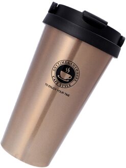 Koffie Mok Double Wall Rvs Thee Lek Beker Voor Reizen goud