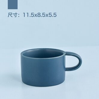 Koffie Mok Keramische Melk Latte Cup Leuke Tumbler Cups Europese Stijl Pure Kleur Paar Keramische Mok Creatieve Drinkware donker blauw