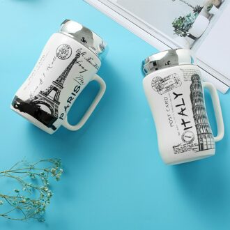 Koffie Mok Thee Cup Creatieve Mok Wit Vier Kleuren Europa Reizen Mok Met Handgreep 400 ml Korte Cup Voor koffie m1dbz