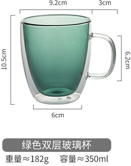 Koffie Mokken 450Ml/350Ml Dubbel Glas Met Handvat Koffie Thee Kopjes Vruchtensap Mok Ins Stijl verdikte 350ml groen
