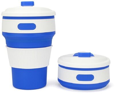 Koffie Mokken Reizen Opvouwbare Siliconen Cup Vouwen Water Cups Bpa Gratis Food Grade Drinken Ware Mok Thee Koffie Cups Blauw