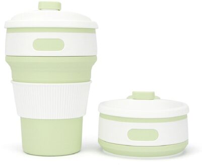 Koffie Mokken Reizen Opvouwbare Siliconen Cup Vouwen Water Cups Bpa Gratis Food Grade Drinken Ware Mok Thee Koffie Cups Licht Groen