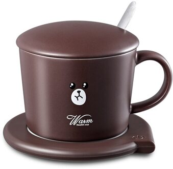 Koffie Mokken Thee Ontbijt Melk Cups Met Lepel En Deksel Warmer Draagbare 55 ℃ Usb Elektrische Verwarming Beker Mat + cup
