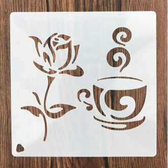 Koffie Rose Bloem Vormige Herbruikbare Stencil Airbrush Schilderen Art Cake Spraymatrijs Diy Decor Ambachten