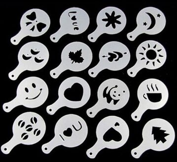 Koffie Stencils Fancy Koffie Afdrukken Model Schuim Spuiten Taart Stencils Koffie Tekening Cappuccino Mold Poedervorm Zeef Gereedschap