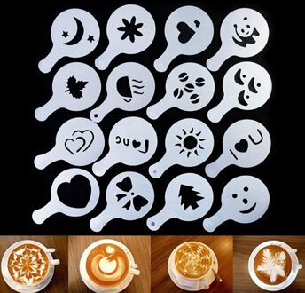Koffie Tekening Stencils Template Fancy Koffie Mat Decoreren Stencils Keuken Gereedschap Voor Koffie Latte Chocolatepromotion