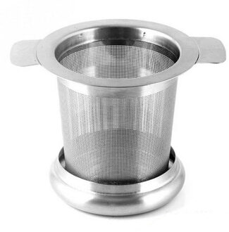 Koffie Thee Gereedschap Accessoires Zilveren Rvs Mesh Thee-ei Metalen Cup Zeef Losse Blad Filter W/Deksel