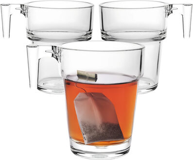 Koffie/thee glas - 8x - SAN kunststof - 18 cl - onbreekbaar - herbruikbaar - koffie/thee gla