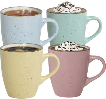 Koffie / thee mok Sweets set - 4x stuks - multi kleur - 350 ml - keramiek