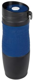 Koffie Thermosbeker/warmhoudbeker - blauw/zwart - 380 ml - isoleerbeker/reisbeker