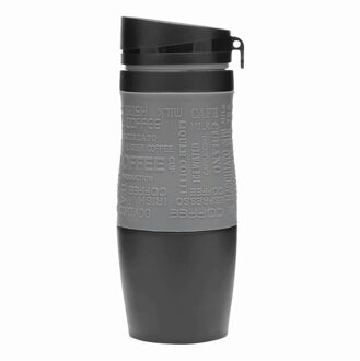 Koffie Thermosbeker/warmhoudbeker - grijs/zwart - 380 ml - isoleerbeker/reisbeker