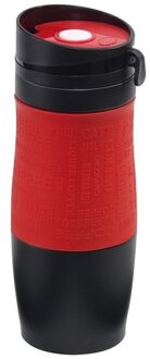 Koffie Thermosbeker/warmhoudbeker - rood/zwart - 380 ml - isoleerbeker/reisbeker