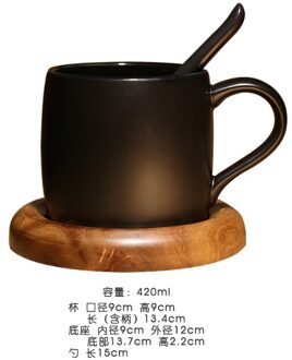 Koffie Winkel Frosted Mok Met Lepel Zwart Met Base Creatieve Eenvoudige Keramische Kantoor Melk Sap Helder Water Cup groen