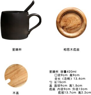 Koffie Winkel Frosted Mok Met Lepel Zwart Met Base Creatieve Eenvoudige Keramische Kantoor Melk Sap Helder Water Cup