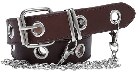 Koffie Zwarte Vrouwen Riem Kunstleer Pin Gesp Riem Punk Wind Jeans Individuele Decoratieve Riem Ketting Vrouwen Riem koffie single