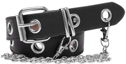 Koffie Zwarte Vrouwen Riem Kunstleer Pin Gesp Riem Punk Wind Jeans Individuele Decoratieve Riem Ketting Vrouwen Riem zwart single