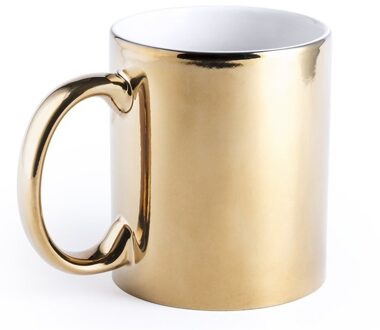 Koffiebeker/theemok - Metallic goud - keramisch - 350 ml - Servies - Bekers/mokken