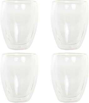 Koffieglazen dubbelwandig - set 4x - latte macchiato glazen - 350 ml