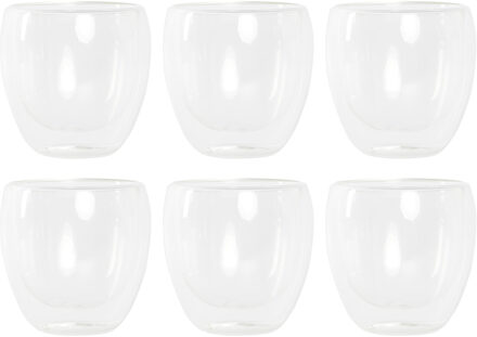 Koffieglazen/theeglazen dubbelwandig - set 6x - cappuccino glazen - 250 ml