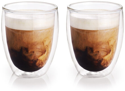 Koffiekopjes/theeglazen - 2x stuks - 300 ml - Barista - Dubbelwandige glazen - Koffie- en theeglazen Transparant