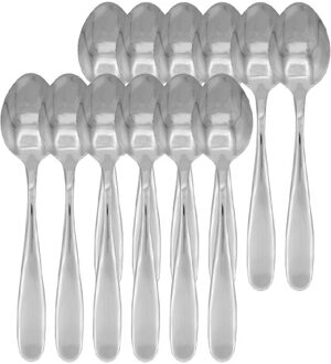 Koffielepels - 12x - Zilver - RVS - dessertlepels/theelepels/ijslepels