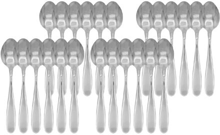 Koffielepels - 24x - Zilver - RVS - dessertlepels/theelepels/ijslepels