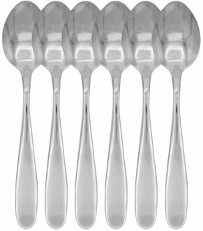 Koffielepels - 6x - Zilver - RVS - dessertlepels/theelepels/ijslepels