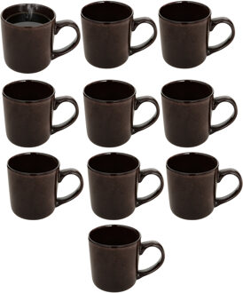 Koffiemok - 10x - bruin - keramiek - 420 ml - beker
