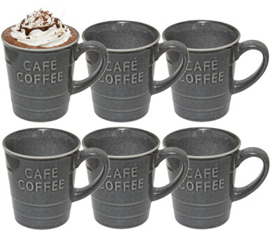 Koffiemok - 10x - grijs - keramiek - 200 ml - beker - mokken