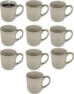 Koffiemok - 10x - lichtgroen - keramiek - 420 ml - beker